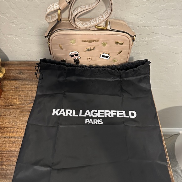 KARL LAGERFELD PARIS Maybelle Crossbody Camera Bag Shell/Tan/Beige color - Picture 15 of 16